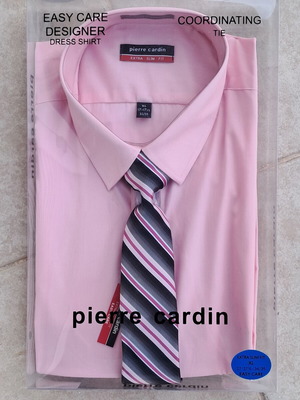Pierre Cardin men's dress shirt XL cherry pink new with tie