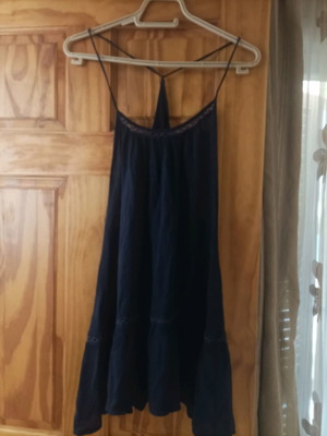 Φόρεμα εξώπλατο μεταχειρισμένο, μπλε, one size με κέντημα