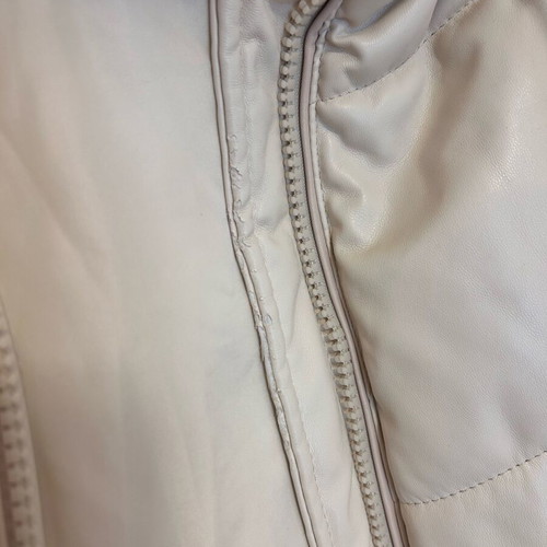 Pull & Bear beige leather women's jacket used with hood