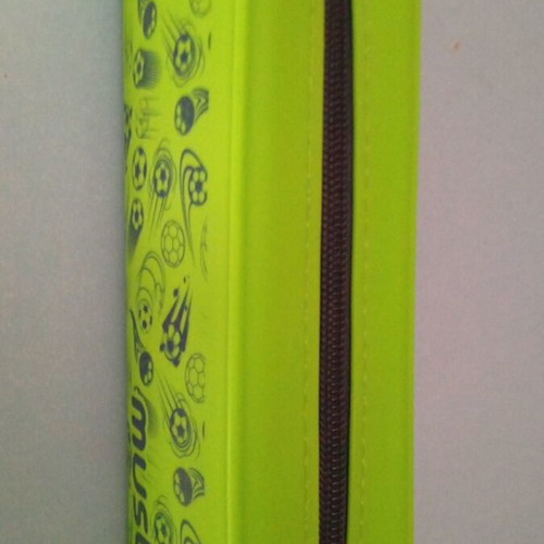 Must pencil case used, green with football designs