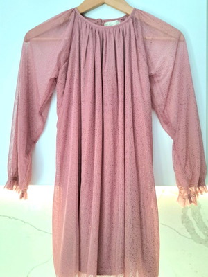 ZY dress new, festive, grape color, transparent glitter sleeves, age 9-10
