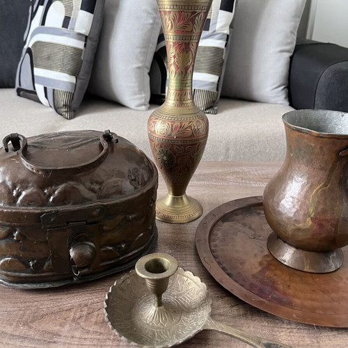 Antique set used with serving tray, jug, soap holder, candlestick, vase