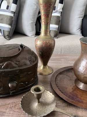Antique set used with serving tray, jug, soap holder, candlestick, vase