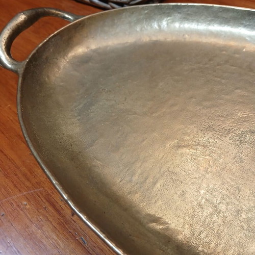 Brass tray used decorative signed heavy item