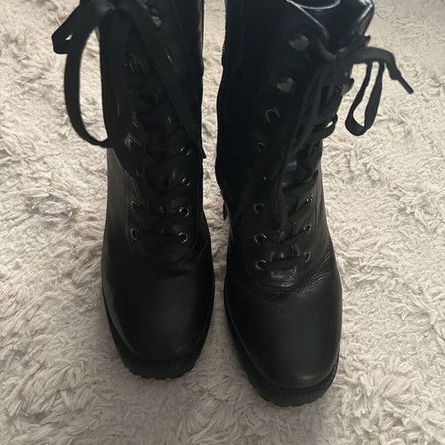 Steven leather black combat boots, size 39