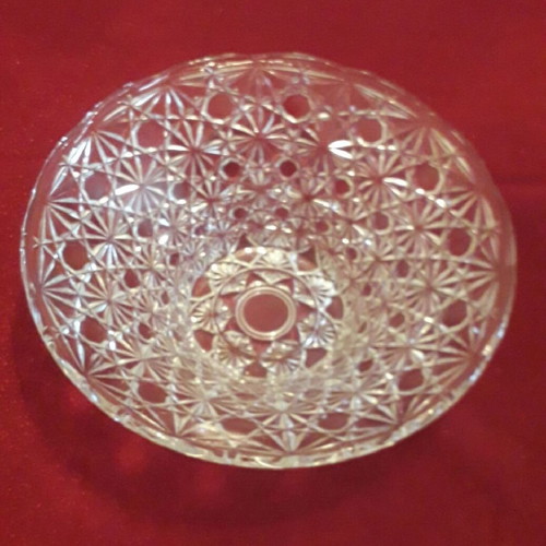 Vintage carved crystal fruit bowl new