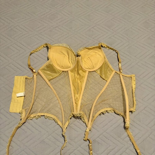 Venus Victoria Bustier Corset pastel yellow used with garters