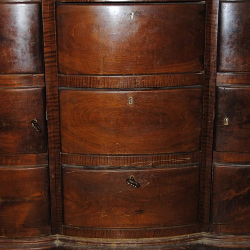 Old buffet with unique design, tiger maple wood