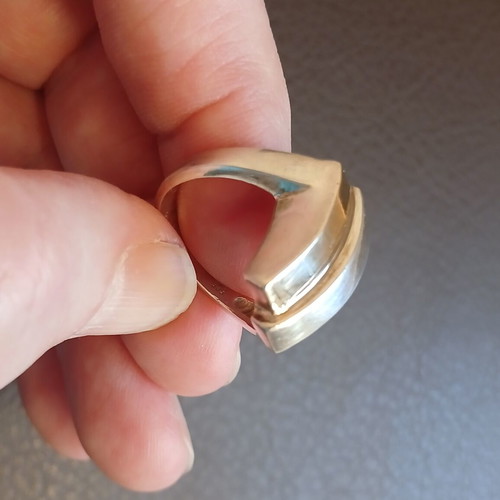 Silver 925 and 14K gold ring like new, minimal design
