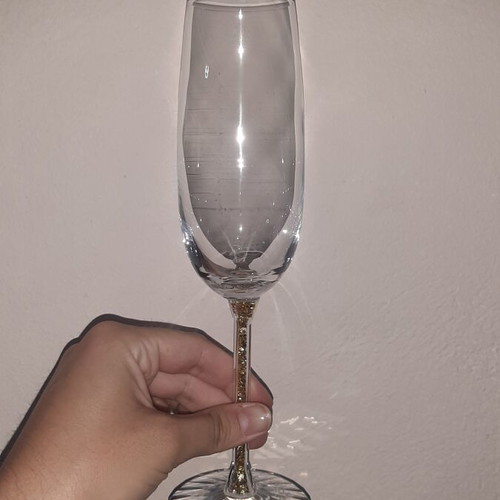Iris crystal champagne glasses new, unused set of 2