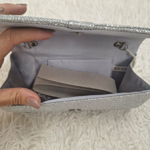Evening bag crossbody silver new with tag