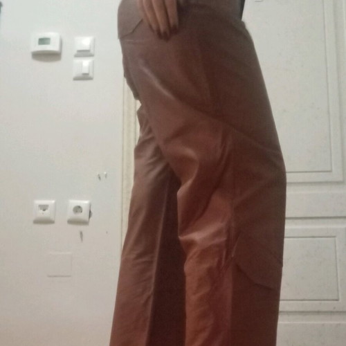 Moutaki leather pants tan like new, boyfriend fit, size S