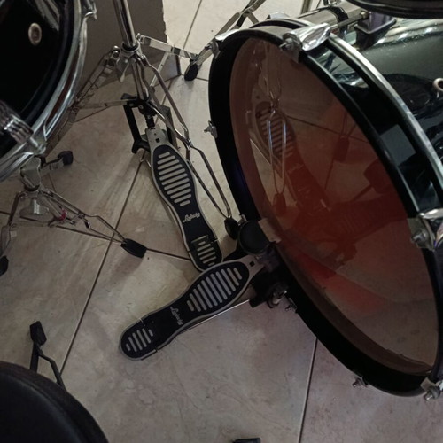 Ludwig drum set used with bass drum, snare, toms and cymbals