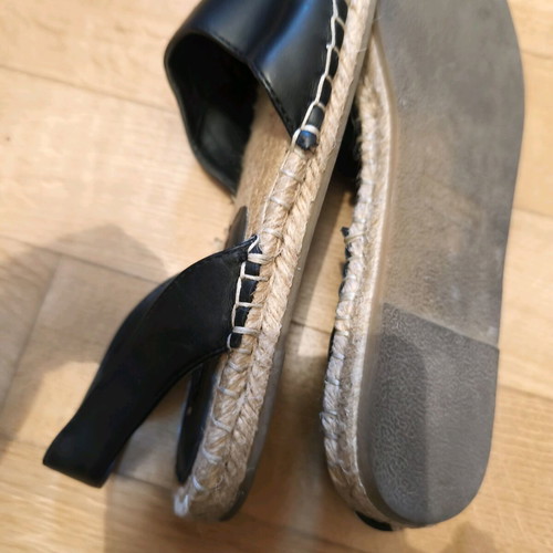 Zara slingback espadrilles size 38 used, black faux leather