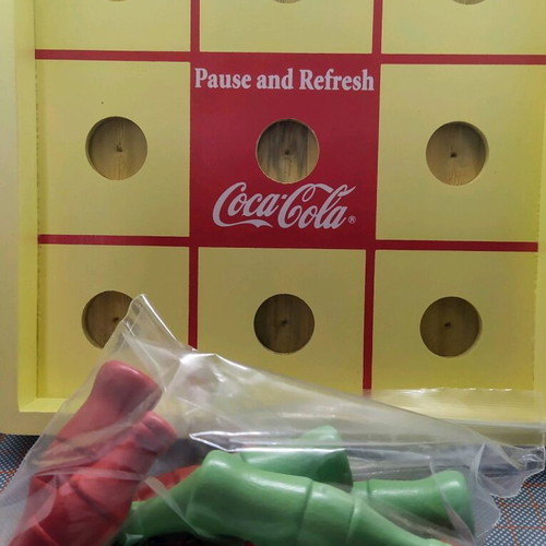 Wooden tabletop Tic Tac Toe game by Coca-Cola
