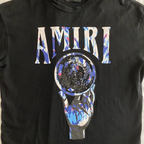 Amiri mens t-shirt used, size XL, black-purple