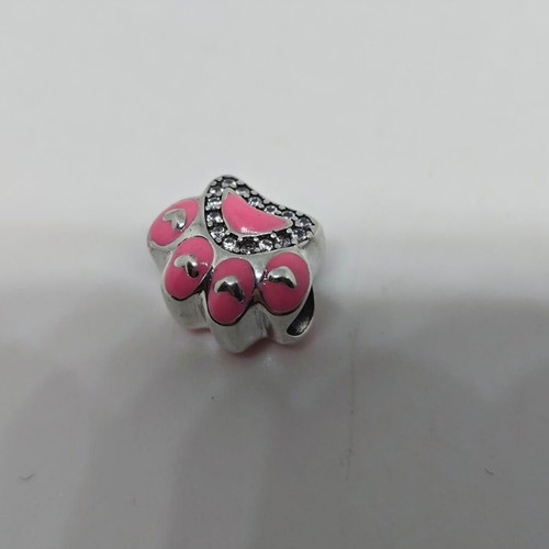 Silver Charm S925 Dog Paw with Pink Enamel and Zirconia like new