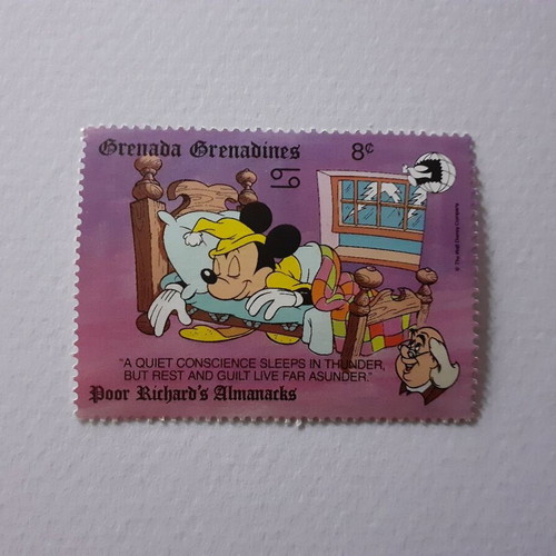 Walt Disney Poor Richard's Almanacks Stamp Set 8 Mint