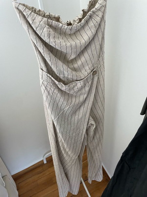Linen one-piece like new, beige with stripes, S/M