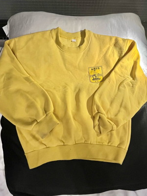 Vintage yellow Aris Thessaloniki F.C. sweatshirt used, kids size XXS 3-6 years