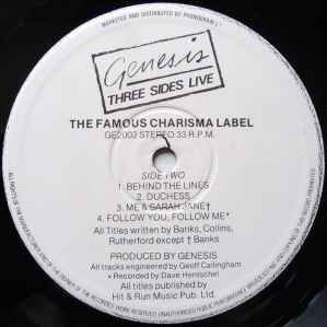 Genesis Three Sides Live vinyl record used, rock