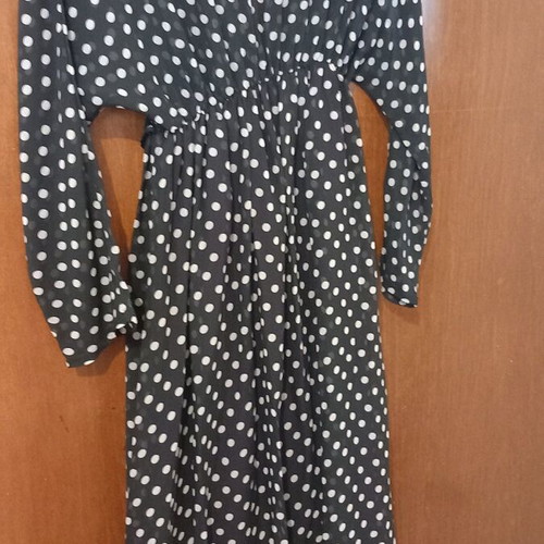Madame Shoushou polka dot dress black and white like new, draped