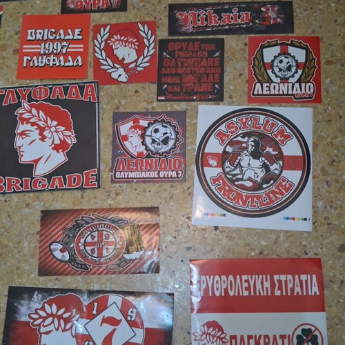 Olympiacos stickers set, like new, pack of 25