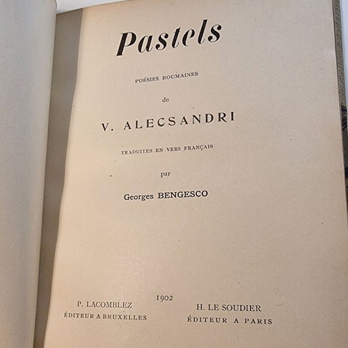 Rare Collectible Book Pastels (1902) by V. Alecsandri used, French
