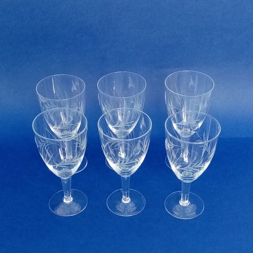 Colonial glass goblets with engraving, set of 6, like new