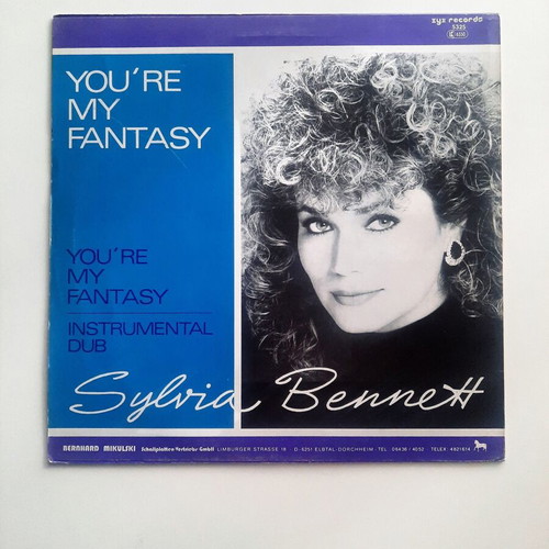 Sylvia Bennett You're My Fantasy 12" vinyl like new, synth-pop