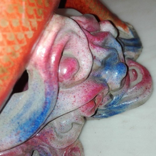 Red Dragon Ceramic Figurine vintage 60s/70s used
