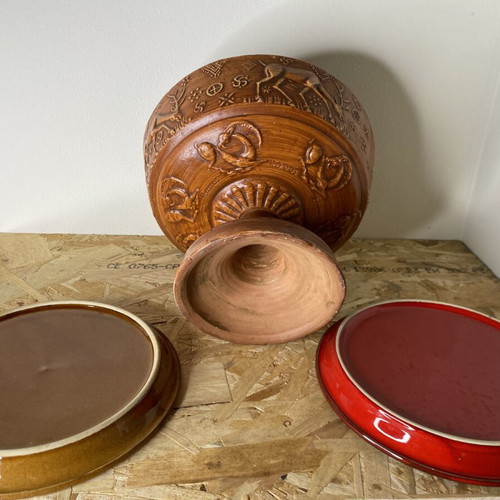 Vintage ceramic set used from Rhodes with bowl and 2 plates
