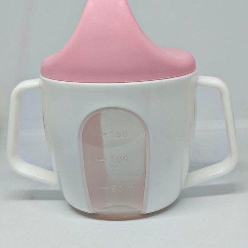 Training cup 150 ml with pink lid and double handles like new