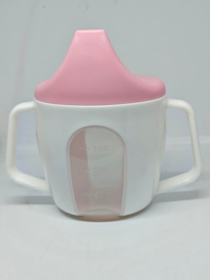 Training cup 150 ml with pink lid and double handles like new