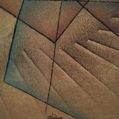 Handmade sand art painting 60×78 cm like new, abstract geometric art