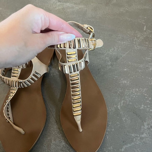Zara women's sandals used, size 39, gold with double straps