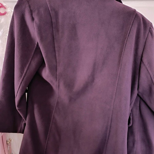 Purple hip-length coat size L like new with belt