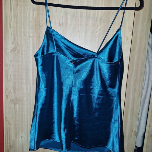 Paranoia turquoise top with frill, new, size L