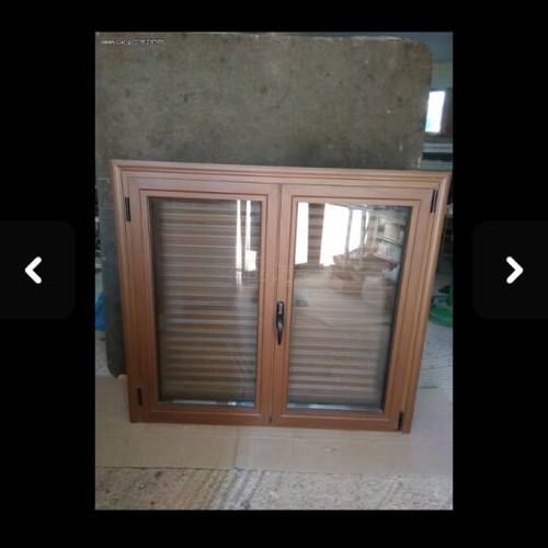Aluminum Window with Thermal Break, Double Glass, Wood Walnut Color