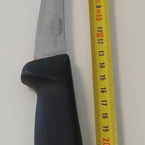 Professional kitchen knives and sharpener set, used
