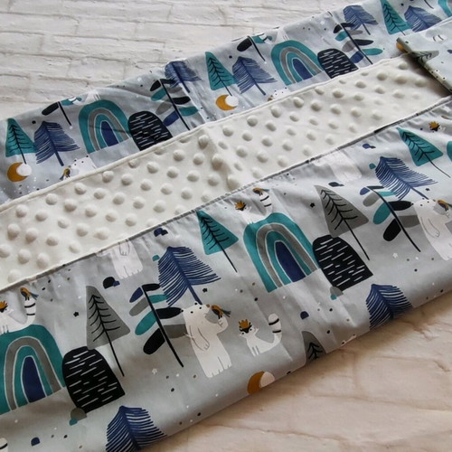 Baby blanket new double-sided from Minky fleece and cotton with pillowcase