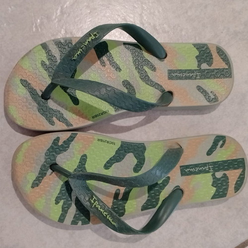 Boys' summer set used, striped swim shorts and Ipanema flip-flops