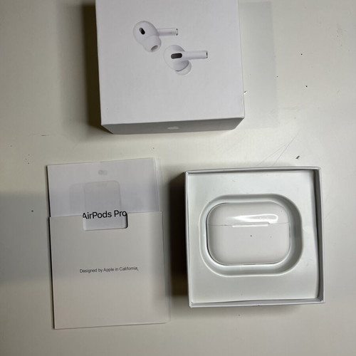 Air Pods Pro 2 wireless earbuds with charging cable and ear tips