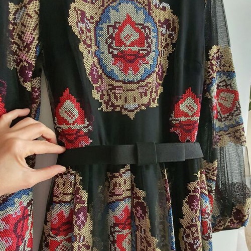 Long embroidered dress new, size M, multicolored