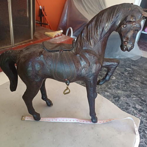 Vintage Decorative Horse Handmade From Natural Leather 20th Century