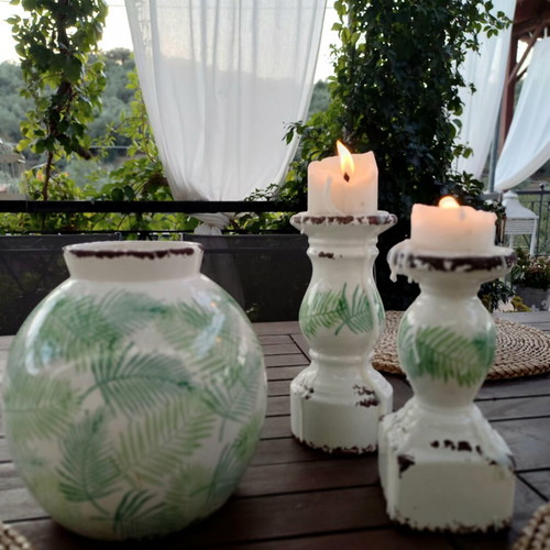 Ceramic large set with vase and 2 candlesticks