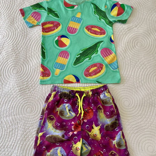 Next swimwear and t-shirt for 5-year-old boy like new, colorful