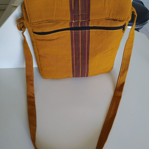Handmade fabric shoulder bag unisex, new, brown and orange