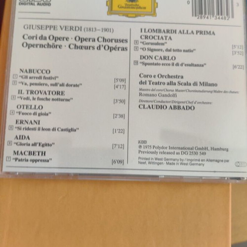 Verdi La Scala Abbado Opera Choruses CD