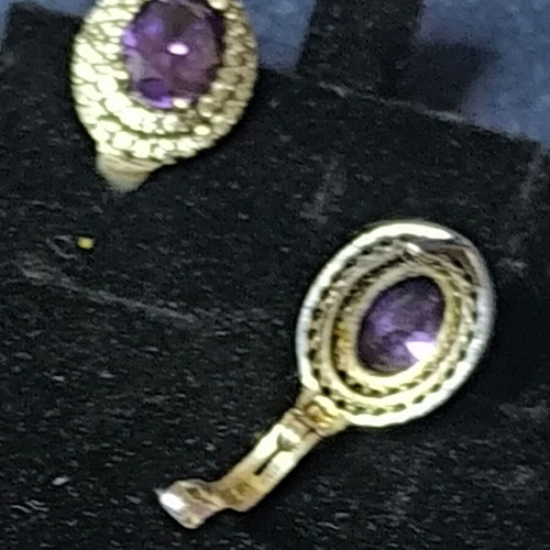 Silver 925 earrings new with purple stone and zirconia